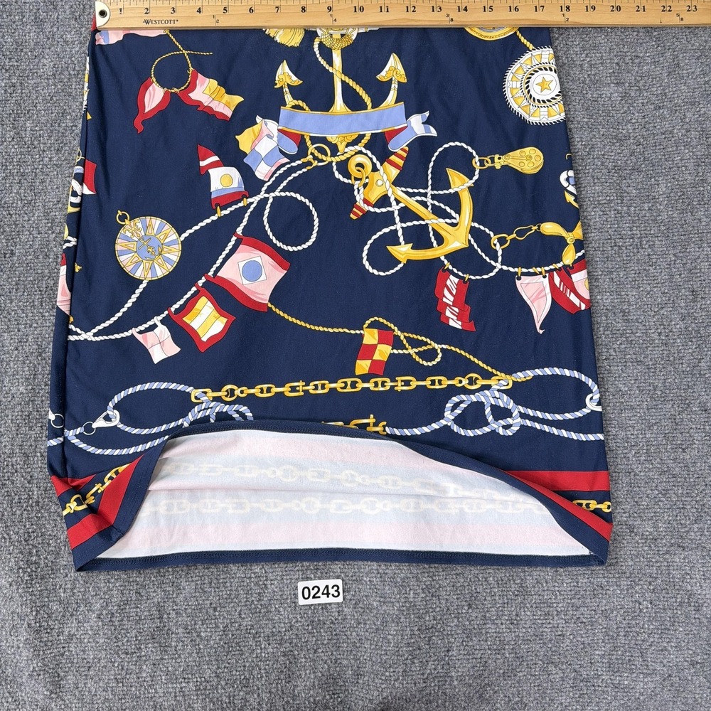 Talbots Dress Womens LP Navy Nautical Print Shift 3/4 Sleeve Stretch Petite - Picture 9 of 10